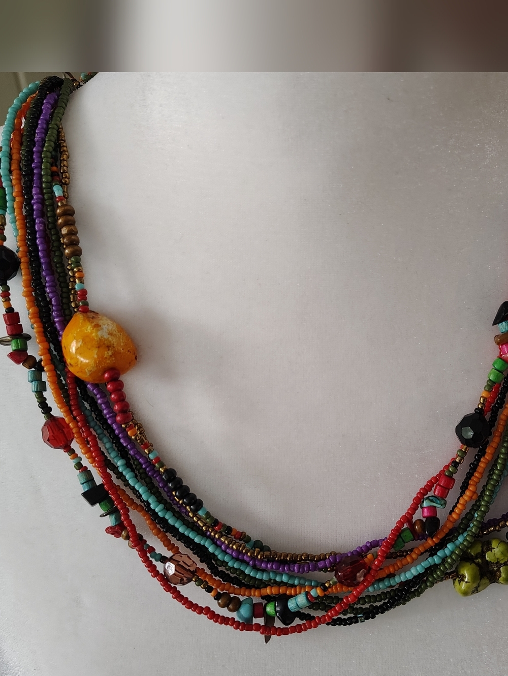 Multicolor Bead Layered Necklace - Boho Statement Jewelry